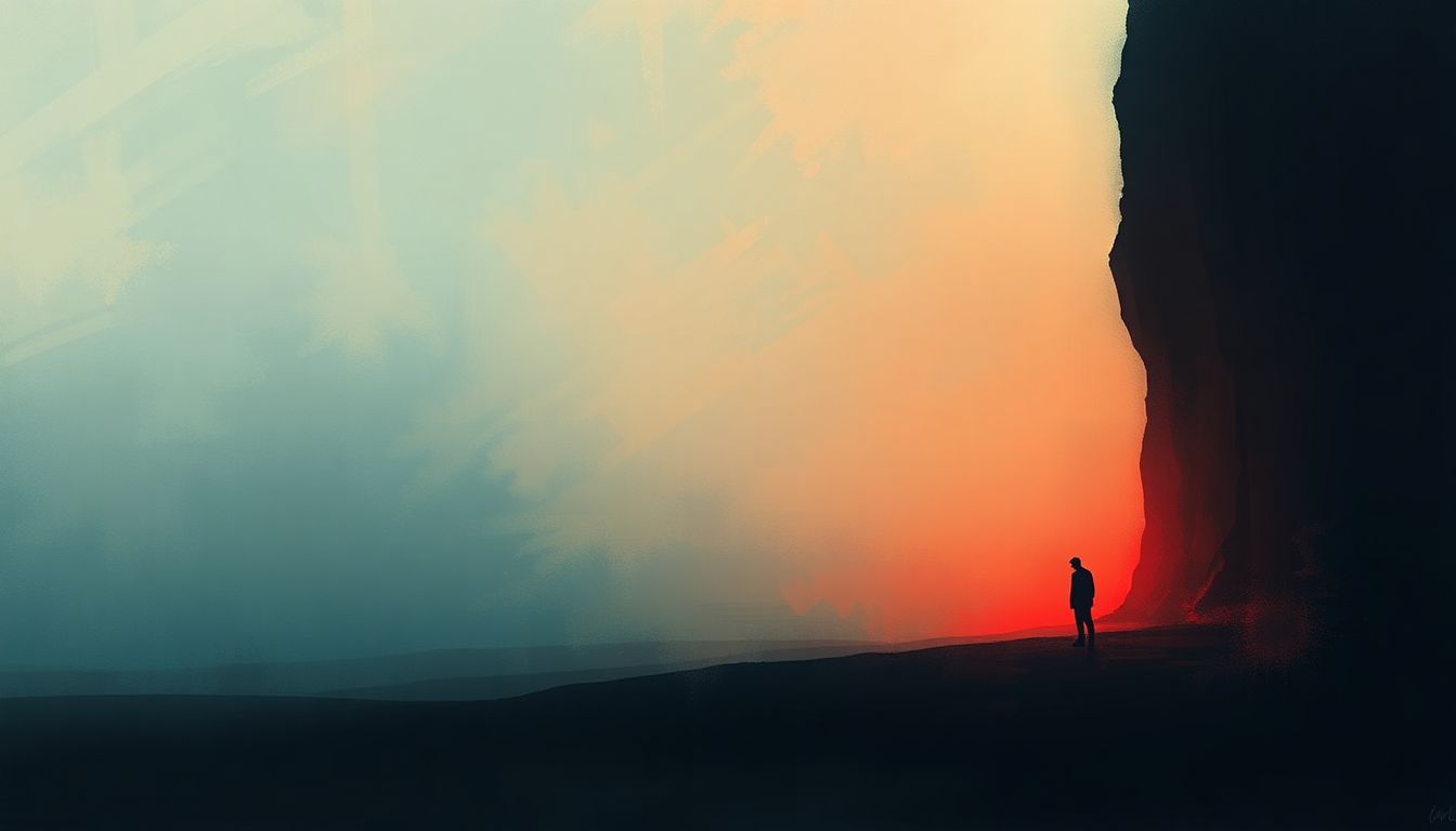 Fan-driven abstract illustration evoking the emotional arc of One Step Up by Bruce Springsteen