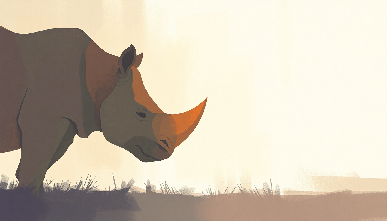 Fan-driven abstract illustration evoking the emotional arc of Our Imaginary Rhino by Justin Roberts