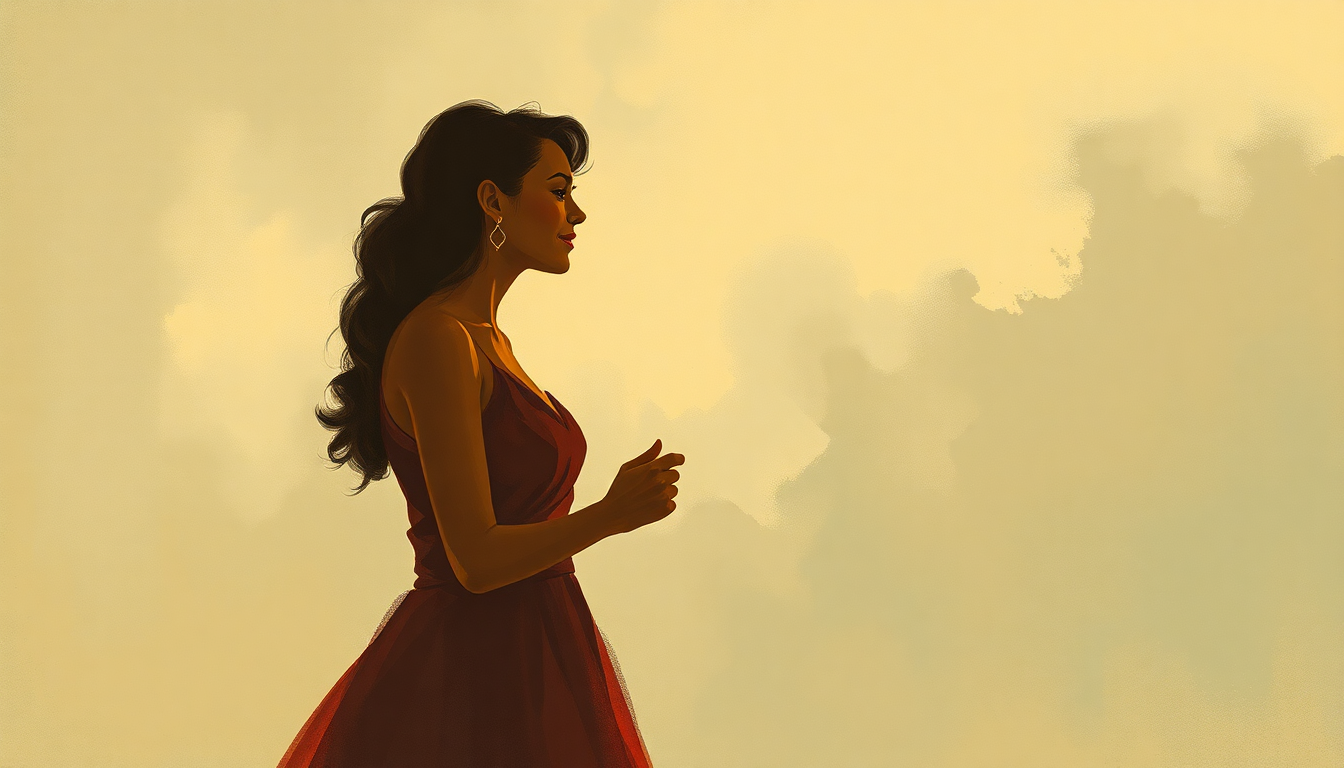 Fan-driven abstract illustration evoking the emotional arc of Love Is Here to Stay by Ella Fitzgerald