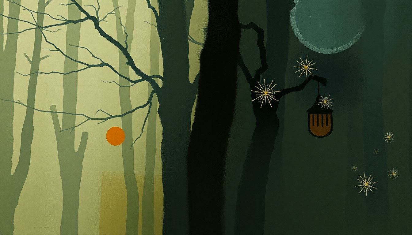 Fan-driven abstract illustration evoking the emotional arc of Out of the Woods by Taylor Swift