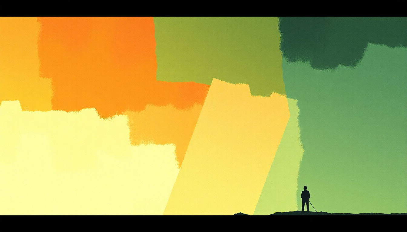 Fan-driven abstract illustration evoking the emotional arc of Outdoor Miner by Wire