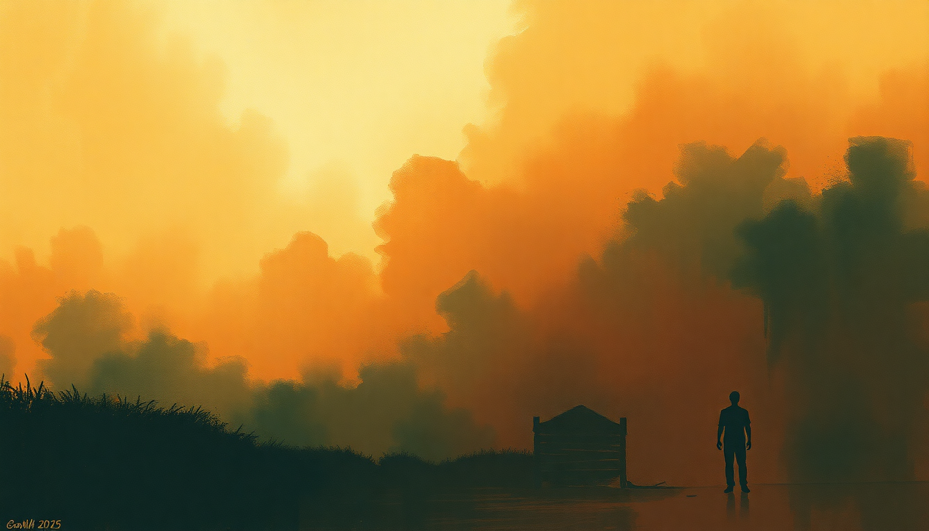 Fan-driven abstract illustration evoking the emotional arc of Outside My Door by Can