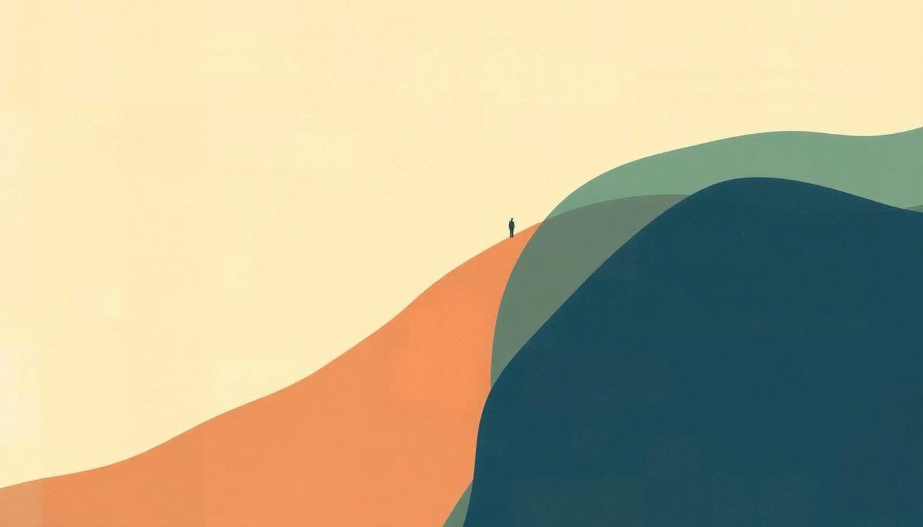 Fan-driven abstract illustration evoking the emotional arc of Over the Hill by John Martyn