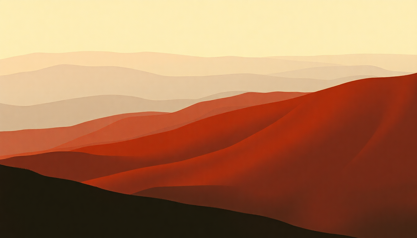 Fan-driven abstract illustration evoking the emotional arc of Over the Hills and Far Away by Led Zeppelin