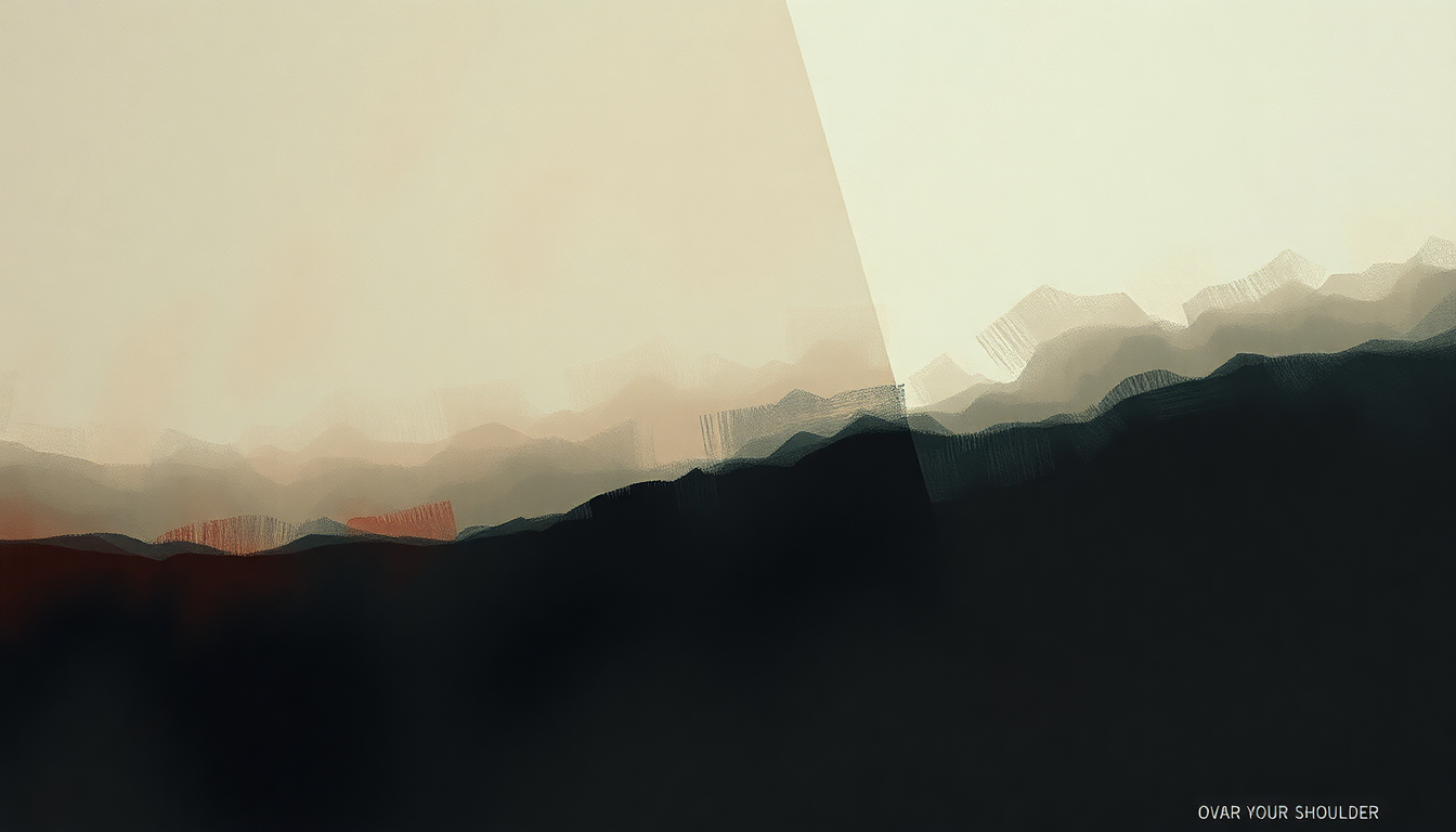 Fan-driven abstract illustration evoking the emotional arc of Over Your Shoulder by Motörhead