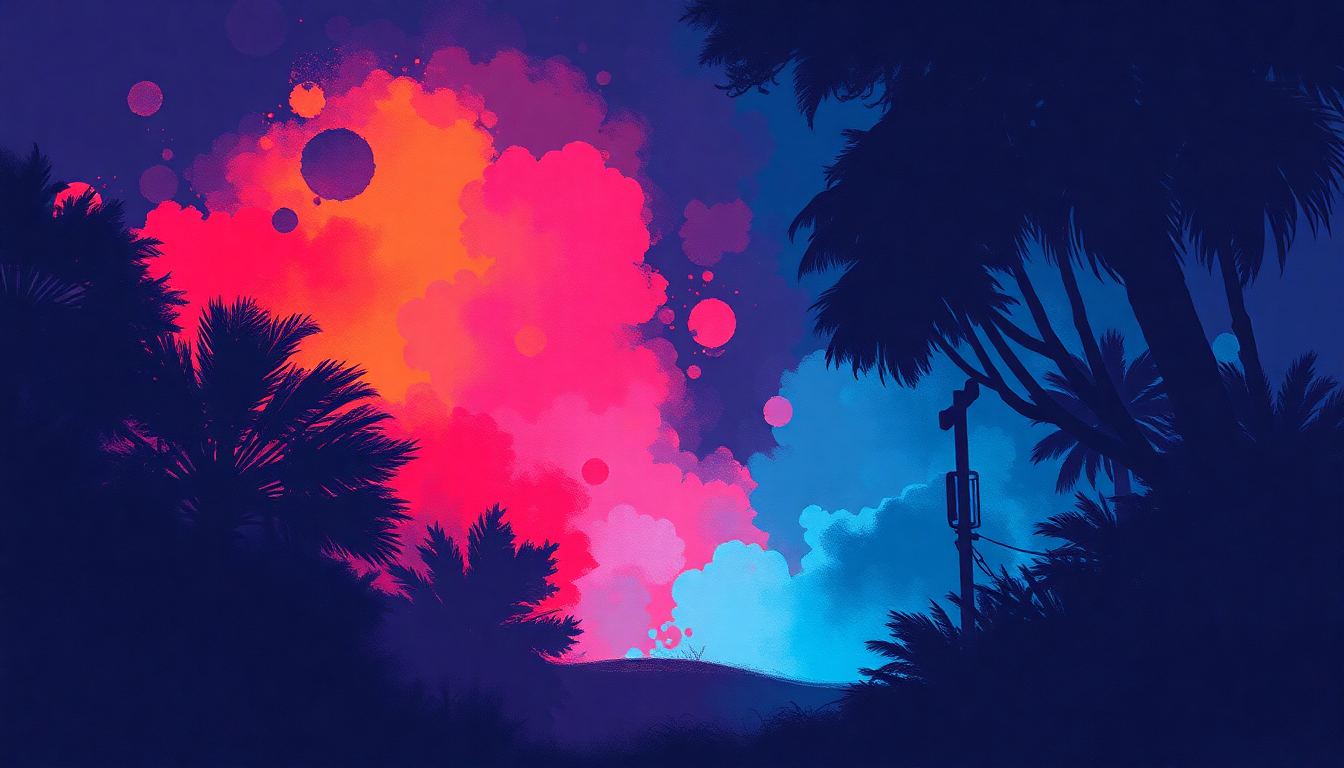 Fan-driven abstract illustration evoking the emotional arc of Paisley Park by Prince
