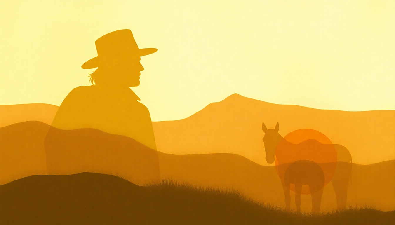 Fan-driven abstract illustration evoking the emotional arc of Pancho and Lefty by Townes Van Zandt