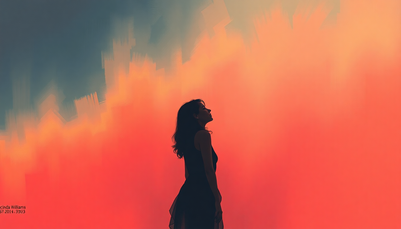 Fan-driven abstract illustration evoking the emotional arc of Passionate Kisses by Lucinda Williams