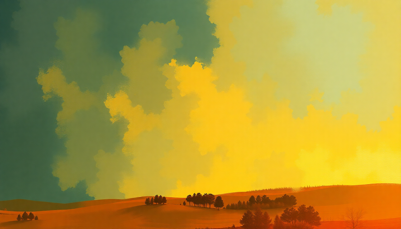 Fan-driven abstract illustration evoking the emotional arc of Symphony No. 6 in F major, Op. 68 "Pastoral" by Ludwig van Beethoven