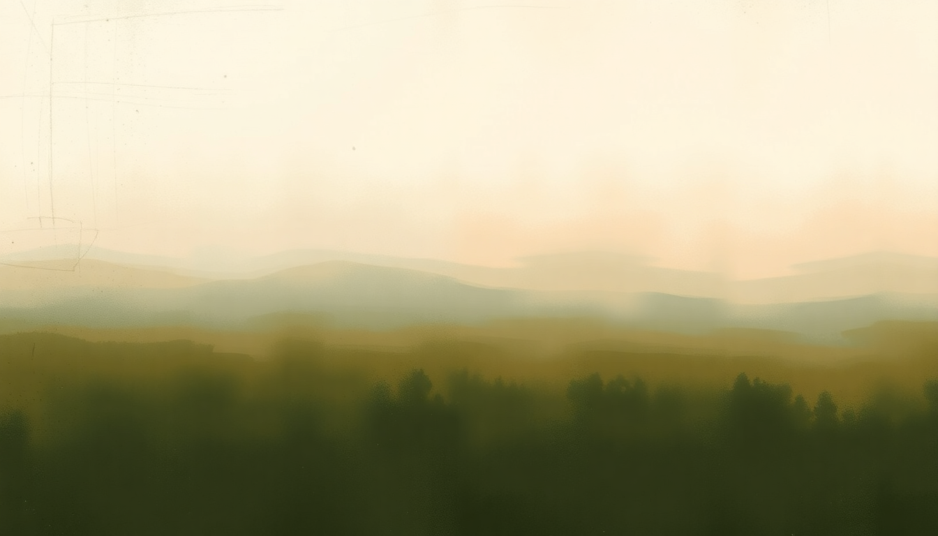 Fan-driven abstract illustration evoking the emotional arc of Pastures of Plenty by Woody Guthrie