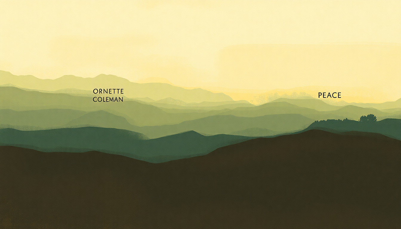 Fan-driven abstract illustration evoking the emotional arc of Peace by Ornette Coleman