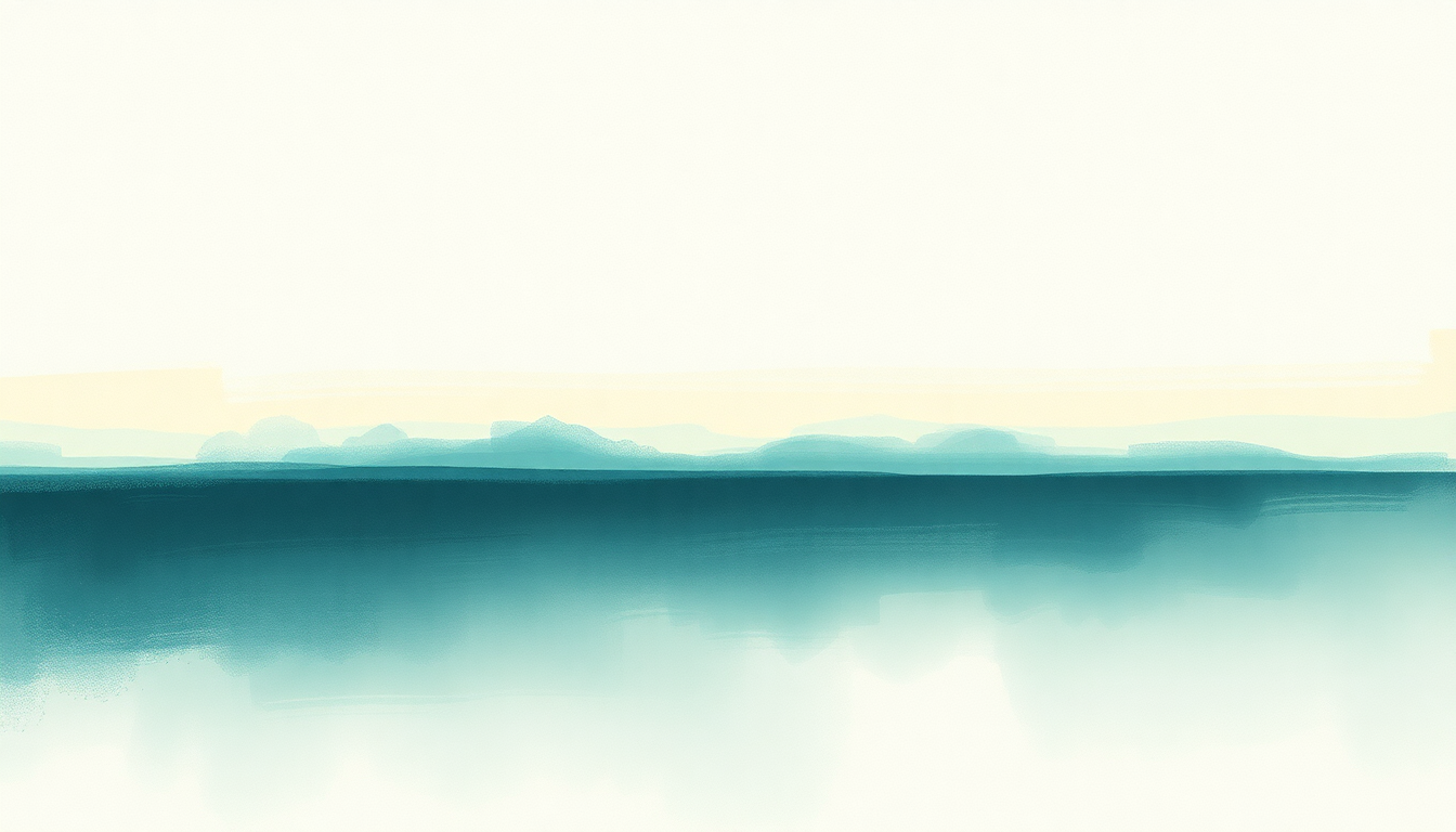 Fan-driven abstract illustration evoking the emotional arc of Piano Aquarelle by Stars of the Lid