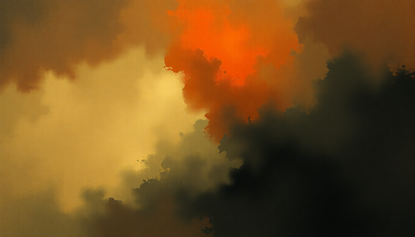 Fan-driven abstract illustration evoking the emotional arc of Piano Sonata No. 2 in B-flat minor, Op. 36 by Sergei Rachmaninoff
