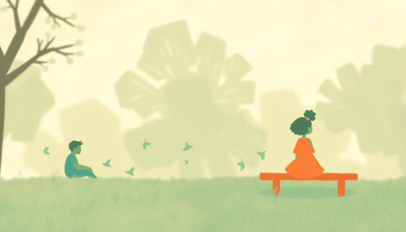 Fan-driven abstract illustration evoking the emotional arc of Picnic Playground by Putumayo Kids