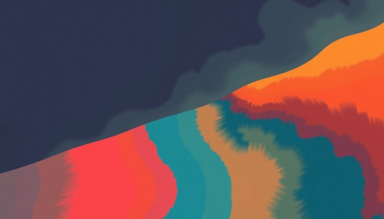 Fan-driven abstract illustration evoking the emotional arc of Poblado by J Balvin