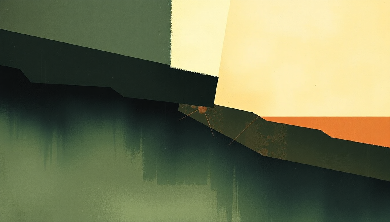 Fan-driven abstract illustration evoking the emotional arc of Prepare Your Coffin by Tortoise