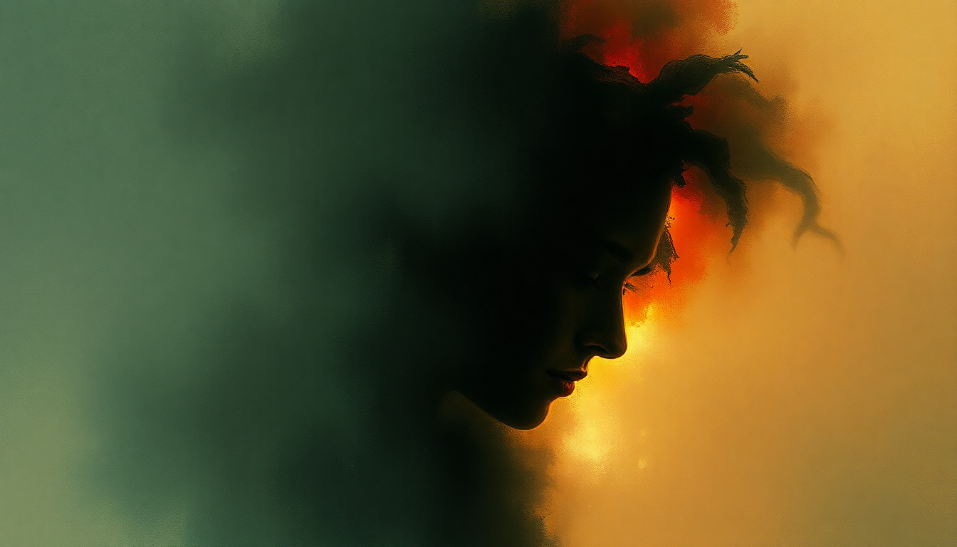 Fan-driven abstract illustration evoking the emotional arc of Professional Widow by Tori Amos