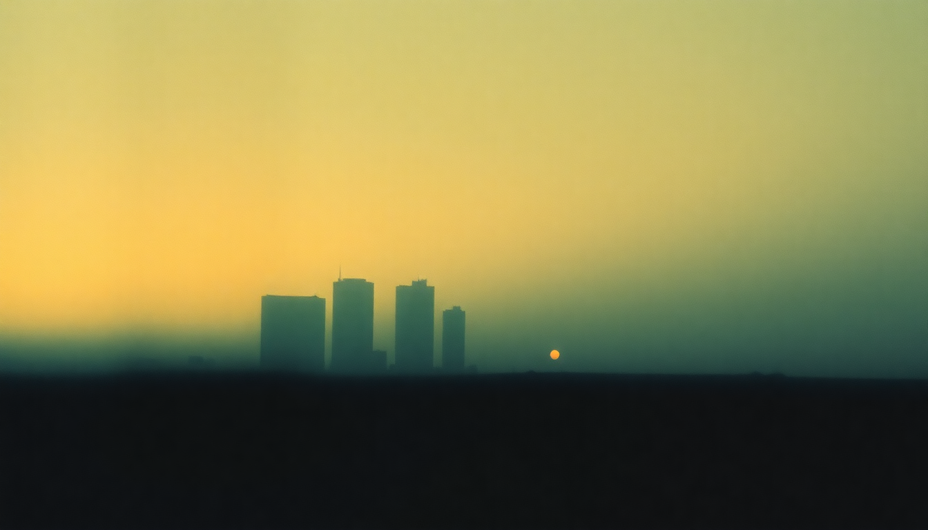 Fan-driven abstract illustration evoking the emotional arc of Pruitt-Igoe by Philip Glass