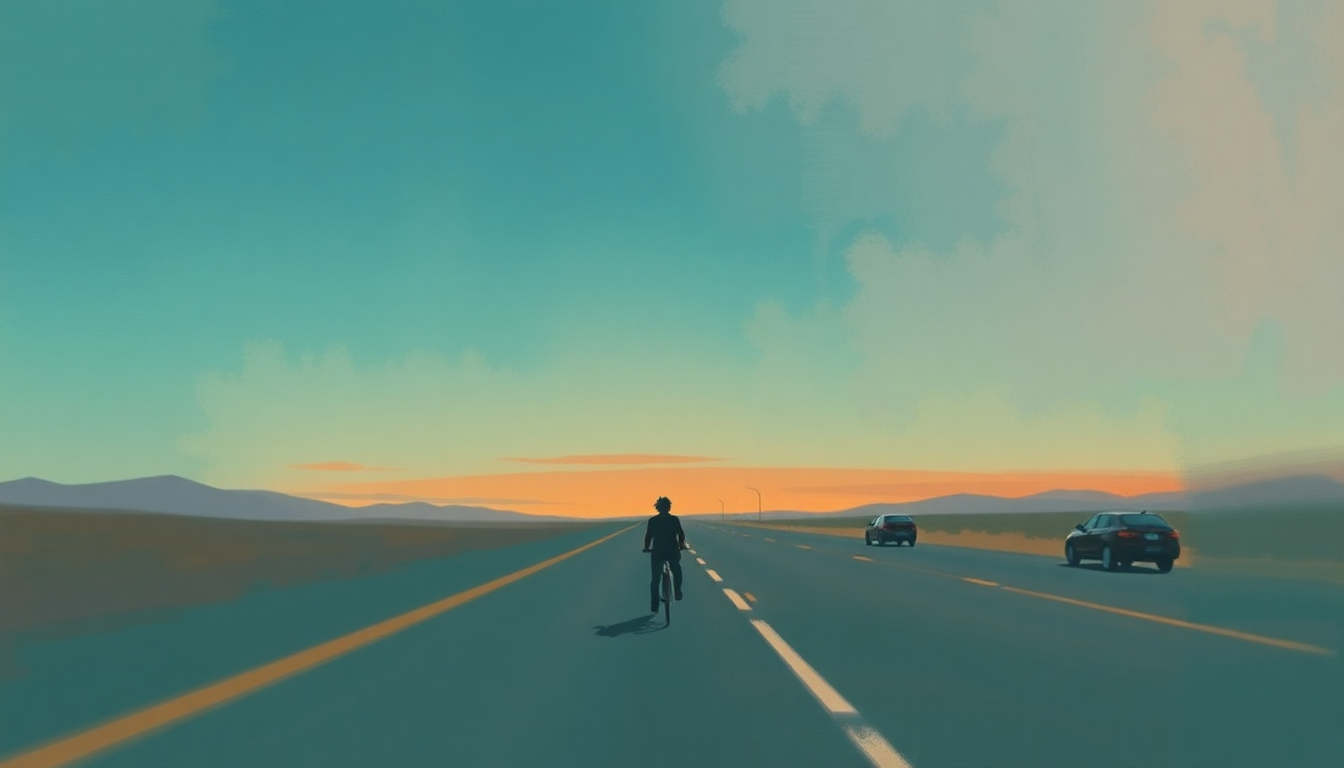 Fan-driven abstract illustration evoking the emotional arc of Queen of the Highway by The Doors