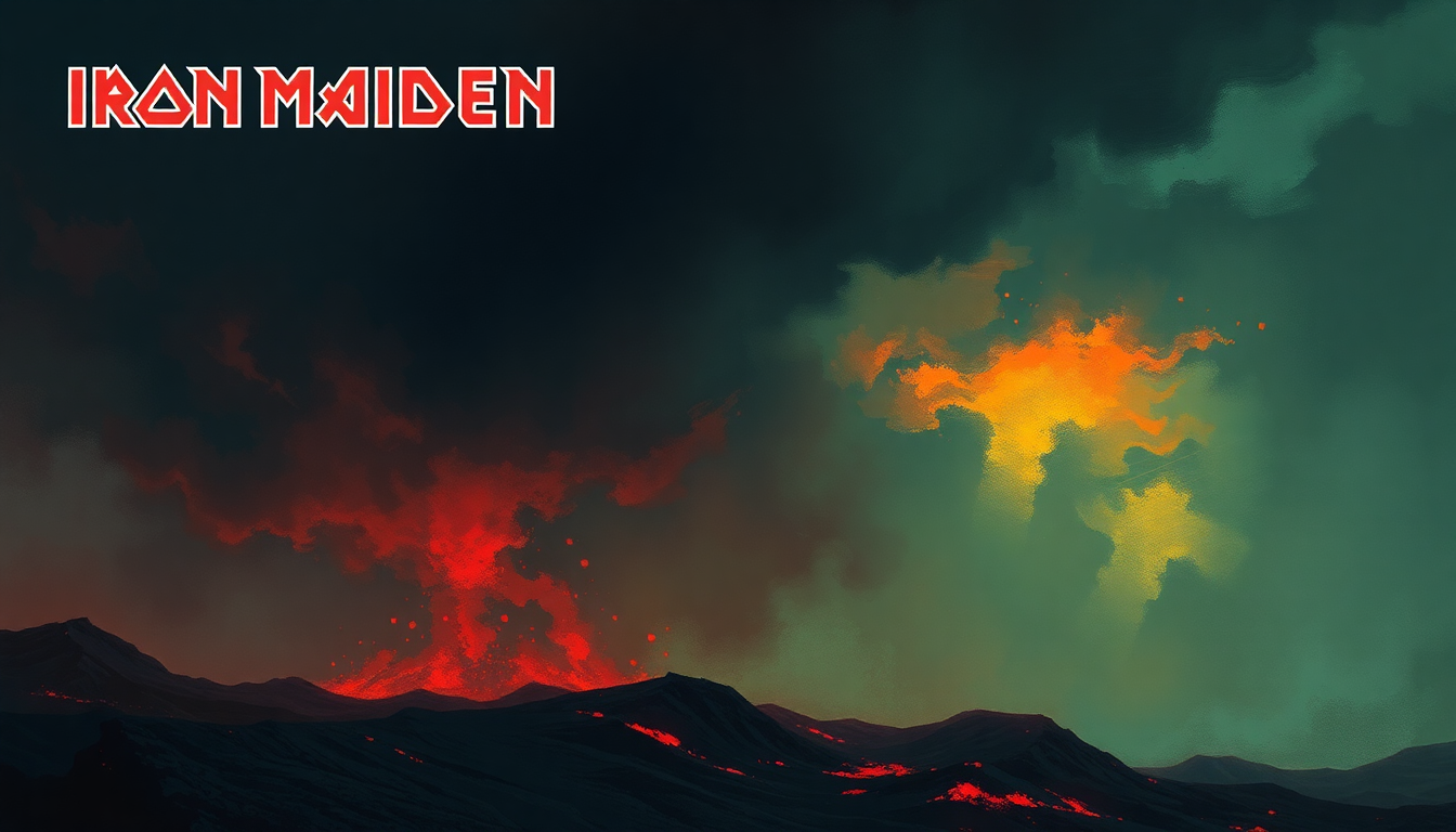 Fan-driven abstract illustration evoking the emotional arc of Quest for Fire by Iron Maiden