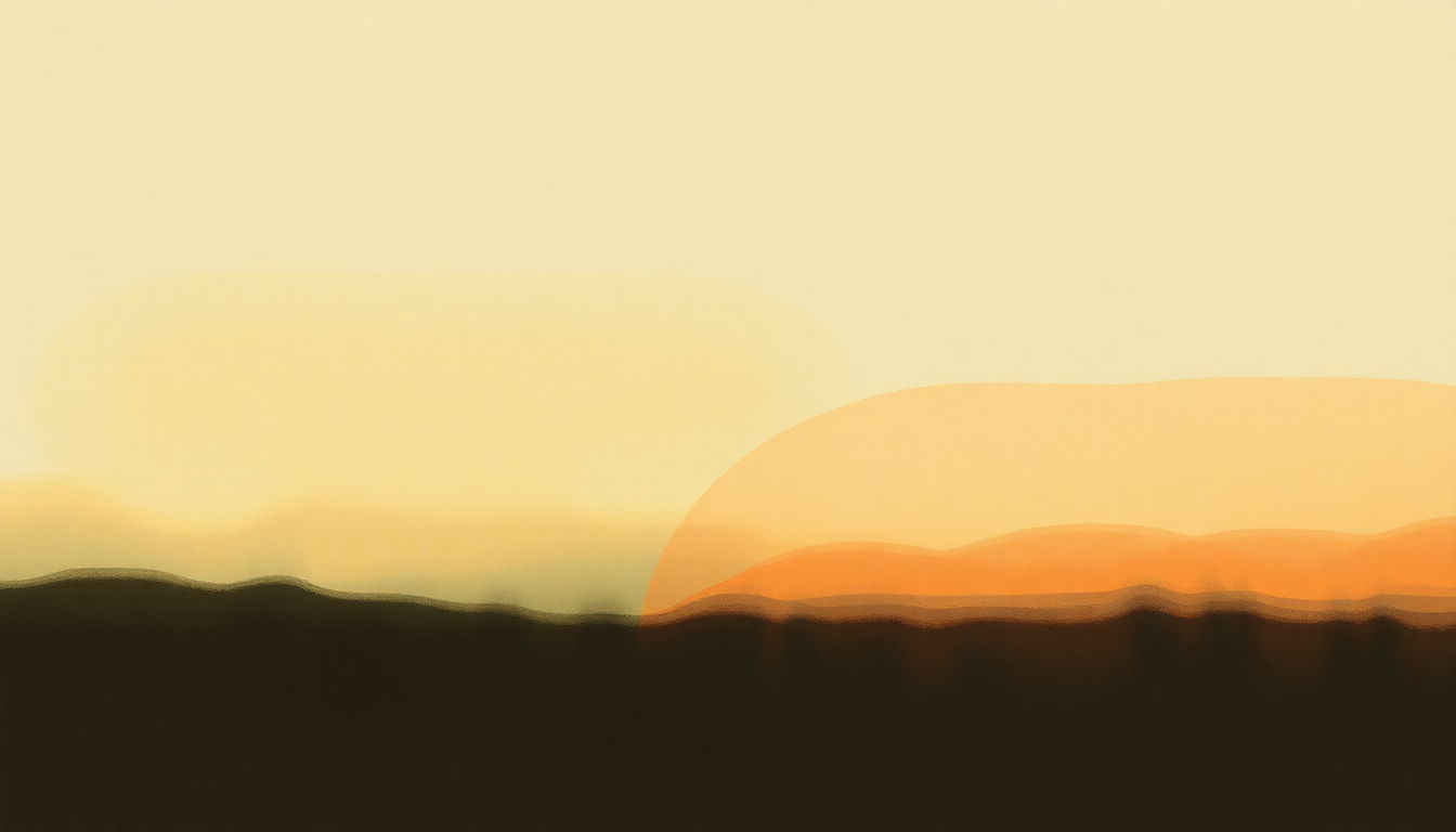 Fan-driven abstract illustration evoking the emotional arc of Question and Answer by Pat Metheny