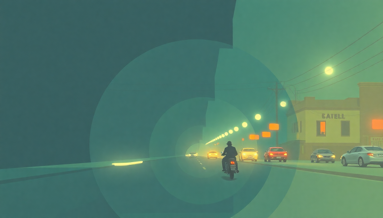 Fan-driven abstract illustration evoking the emotional arc of Racing in the Street by Bruce Springsteen