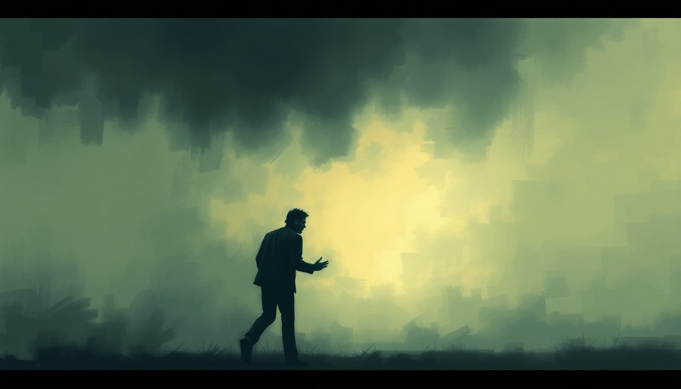 Fan-driven abstract illustration evoking the emotional arc of Radio Nowhere by Bruce Springsteen