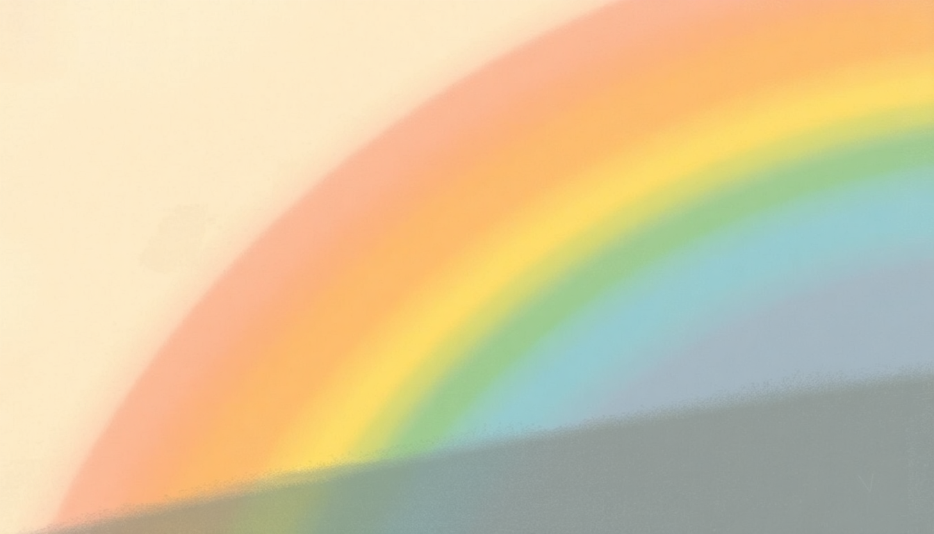 Fan-driven abstract illustration evoking the emotional arc of Rainbow Race by Pete Seeger