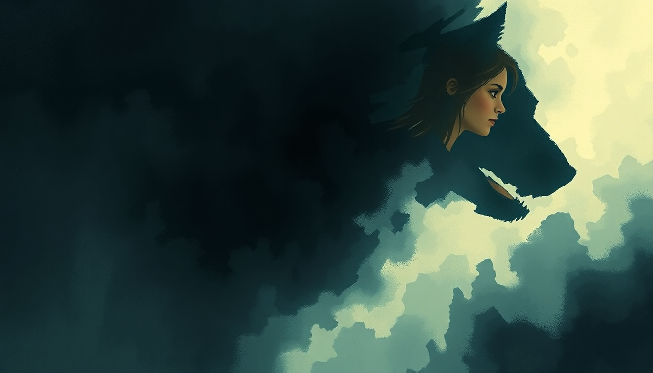 Fan-driven abstract illustration evoking the emotional arc of Raised by Wolves by U2