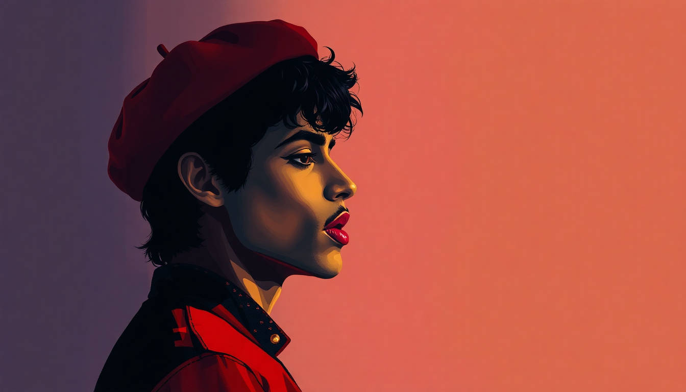 Fan-driven abstract illustration evoking the emotional arc of Raspberry Beret by Prince