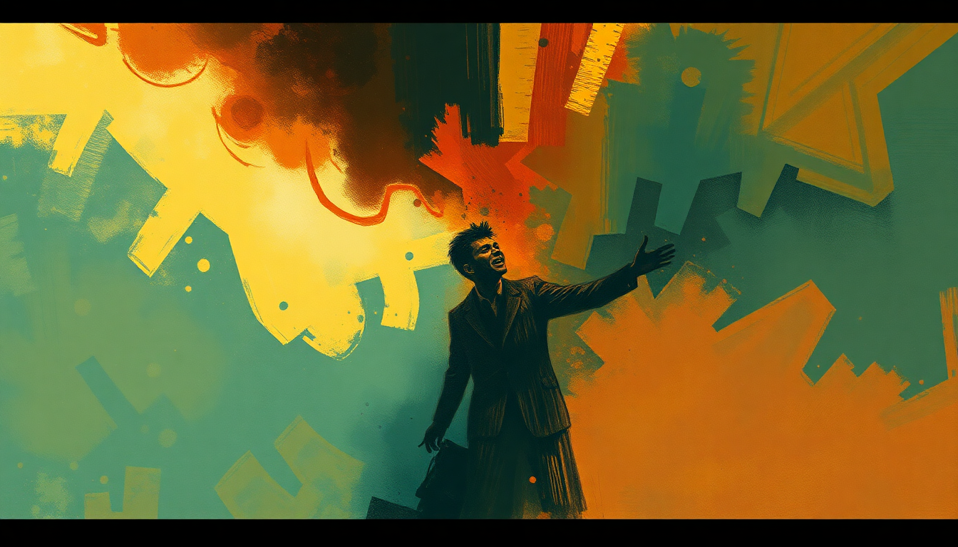 Fan-driven abstract illustration evoking the emotional arc of Ready Teddy by Little Richard