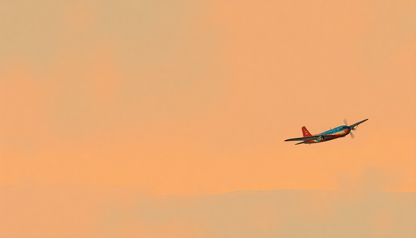 Fan-driven abstract illustration evoking the emotional arc of Red Baron by Vince Guaraldi