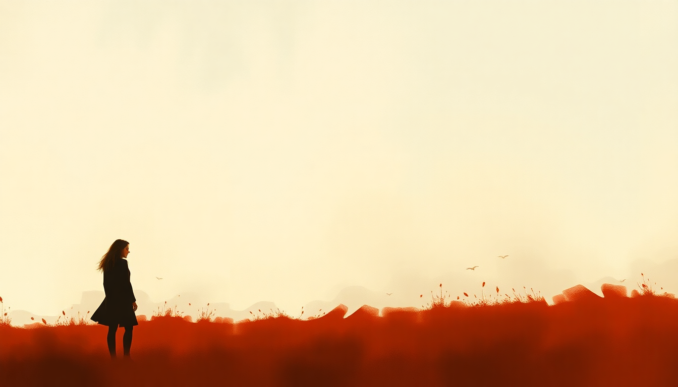 Fan-driven abstract illustration evoking the emotional arc of Red Dirt Girl by Emmylou Harris