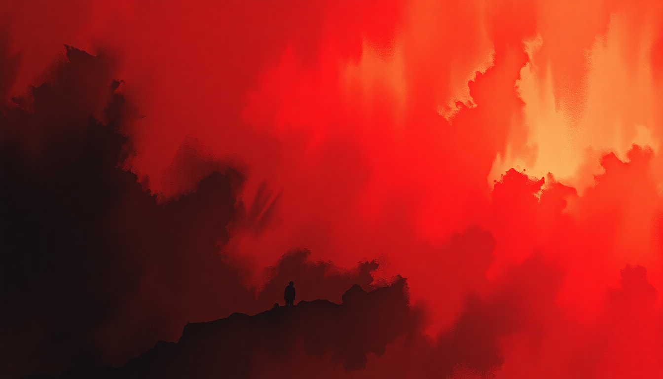 Fan-driven abstract illustration evoking the emotional arc of Red by King Crimson