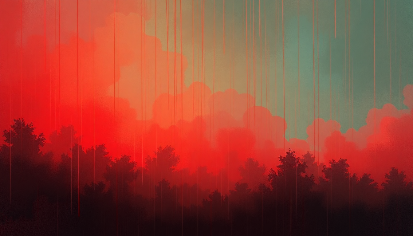 Fan-driven abstract illustration evoking the emotional arc of Red Rain by Peter Gabriel