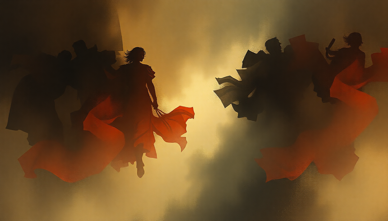 Fan-driven abstract illustration evoking the emotional arc of Requiem in D Minor, K. 626 by Wolfgang Amadeus Mozart