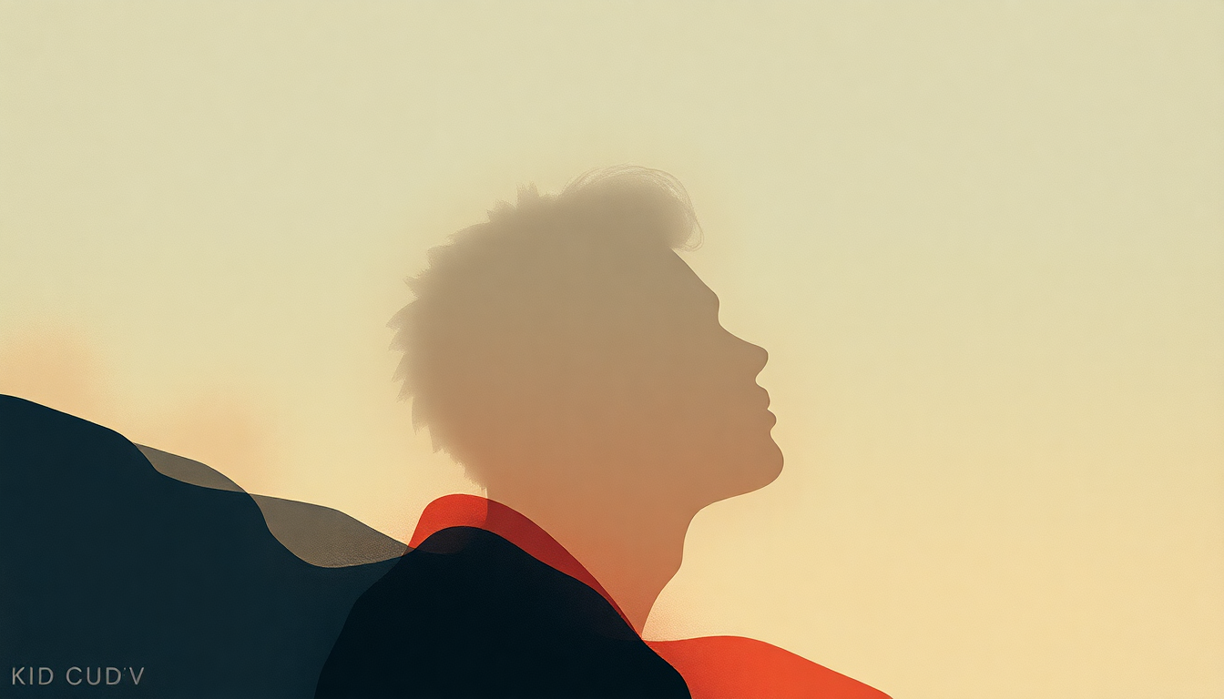 Fan-driven abstract illustration evoking the emotional arc of REVOFEV by Kid Cudi