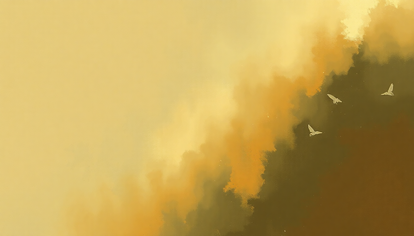 Fan-driven abstract illustration evoking the emotional arc of Première Rhapsodie by Claude Debussy