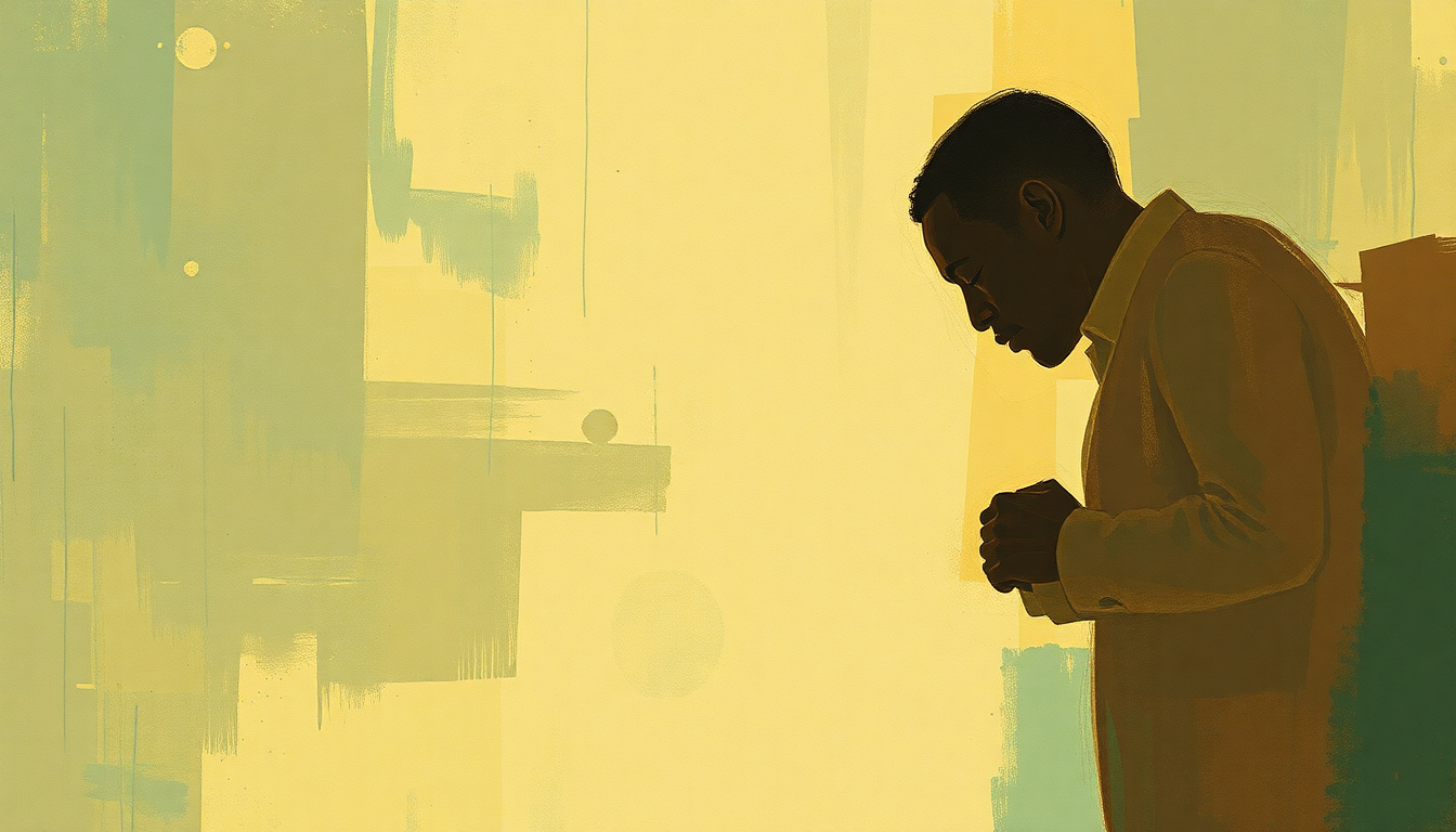 Fan-driven abstract illustration evoking the emotional arc of Rhythm-a-Ning by Thelonious Monk