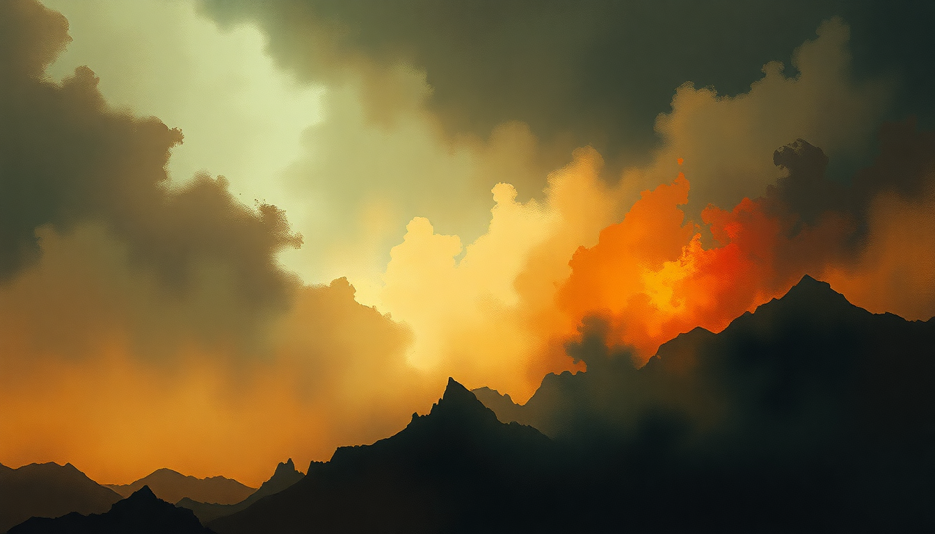 Fan-driven abstract illustration evoking the emotional arc of Ride of the Valkyries by Richard Wagner