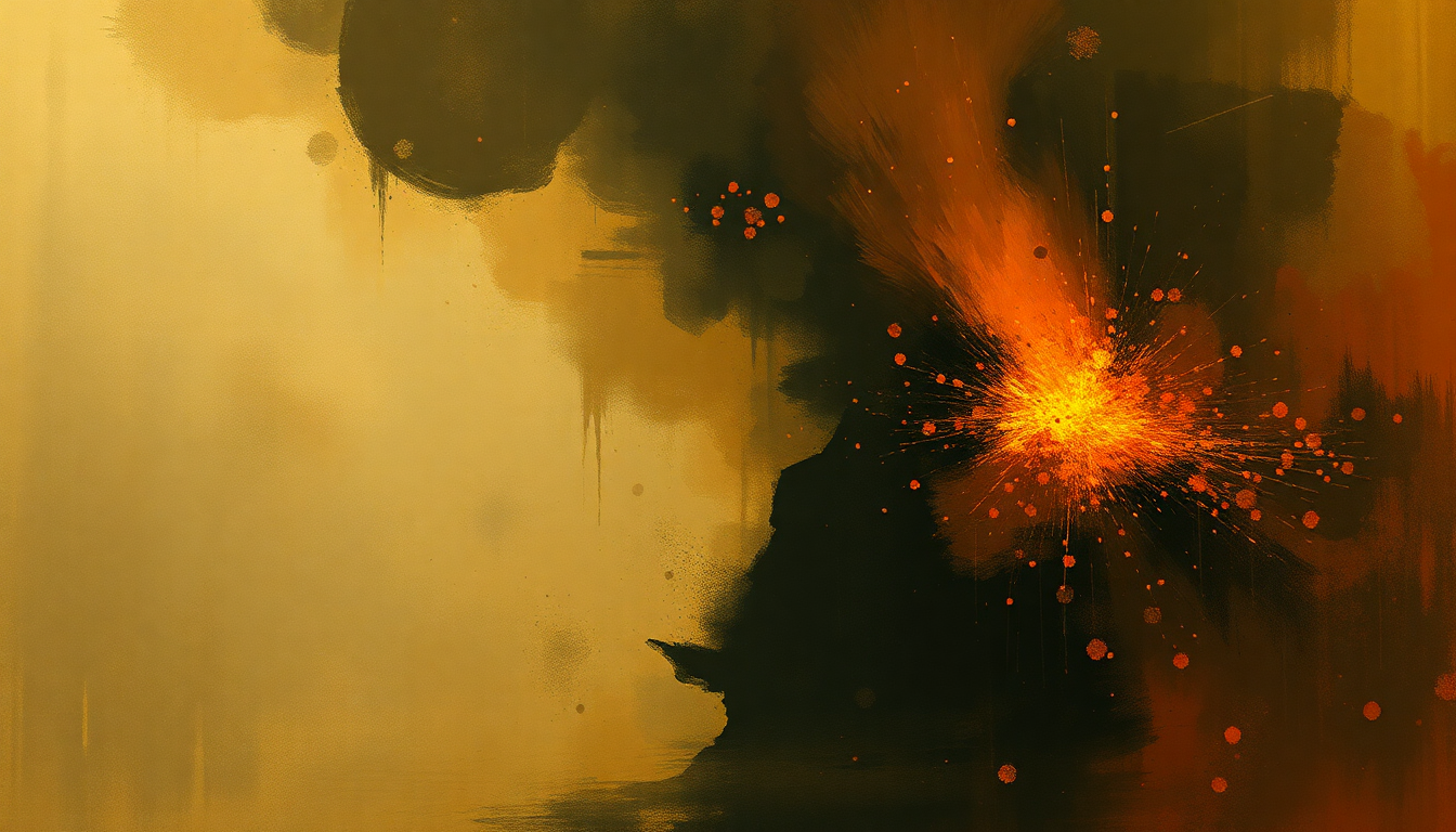 Fan-driven abstract illustration evoking the emotional arc of Sacrificial Dance by Igor Stravinsky