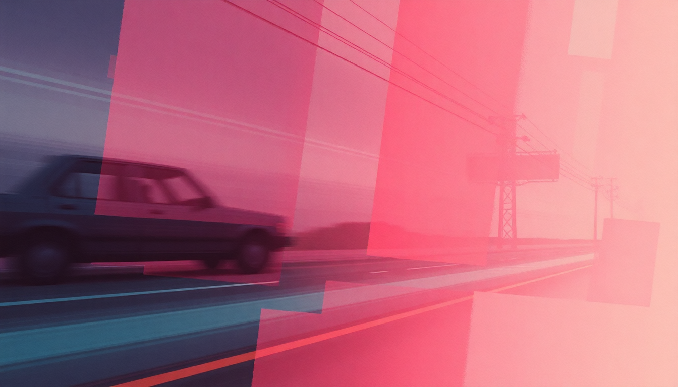 Fan-driven abstract illustration evoking the emotional arc of Road Blaster by M83