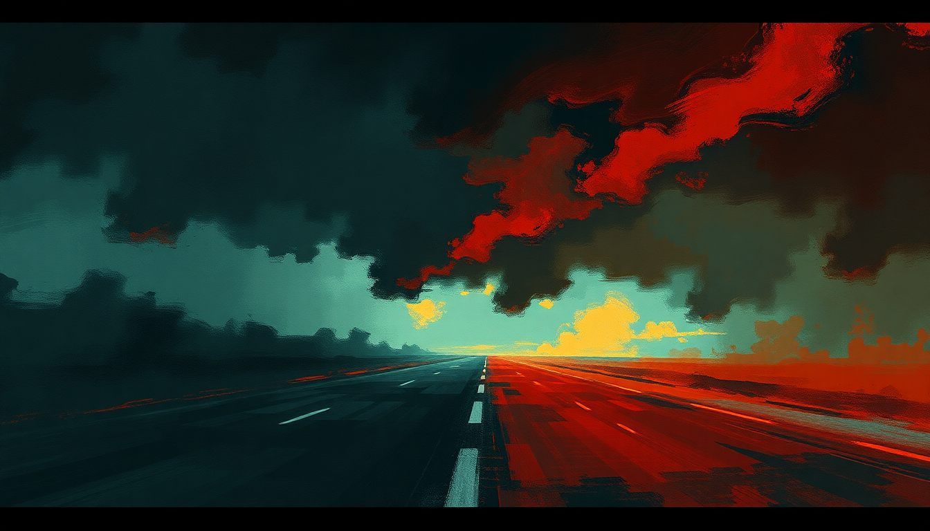 Fan-driven abstract illustration evoking the emotional arc of Road Rage by Eminem