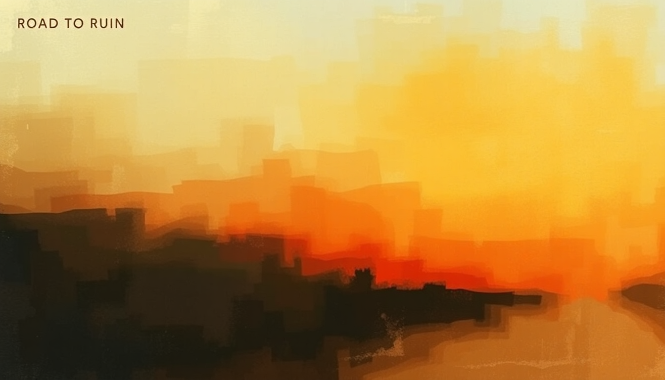 Fan-driven abstract illustration evoking the emotional arc of Road to Ruin by John Martyn