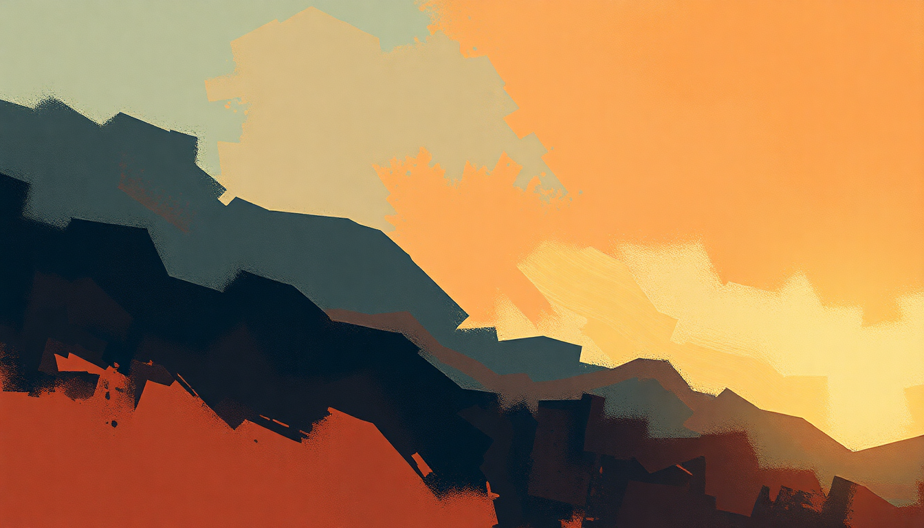 Fan-driven abstract illustration evoking the emotional arc of Rock the Blues Away by AC/DC