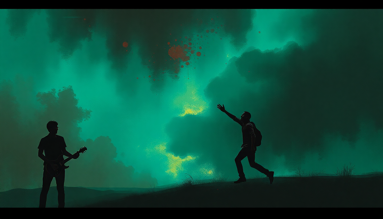 Fan-driven abstract illustration evoking the emotional arc of Rock the Casbah by The Clash