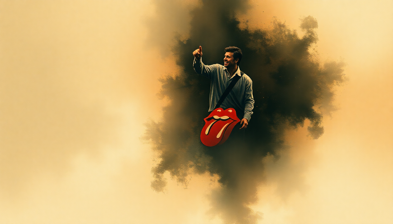 Fan-driven abstract illustration evoking the emotional arc of Rocks Off by The Rolling Stones