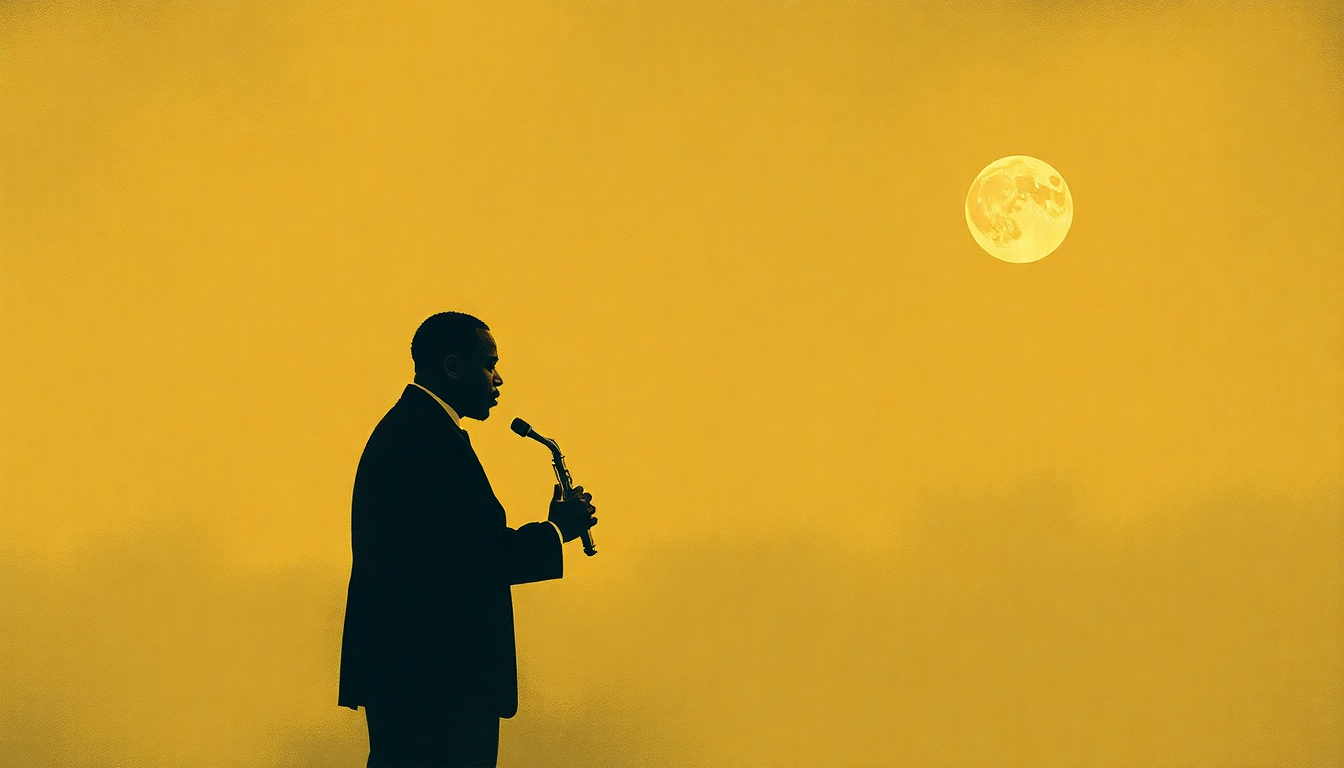 Fan-driven abstract illustration evoking the emotional arc of Round Midnight by Thelonious Monk