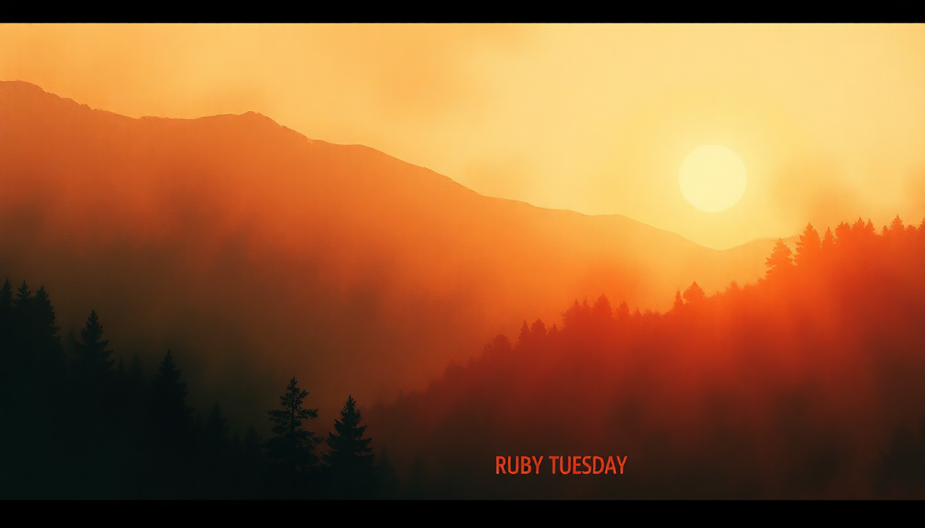 Fan-driven abstract illustration evoking the emotional arc of Ruby Tuesday by The Rolling Stones