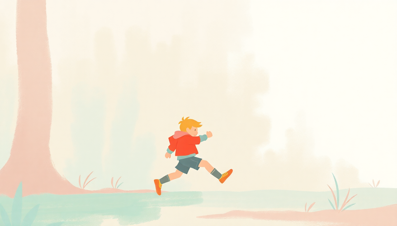 Fan-driven abstract illustration evoking the emotional arc of Run Baby Run by Caspar Babypants